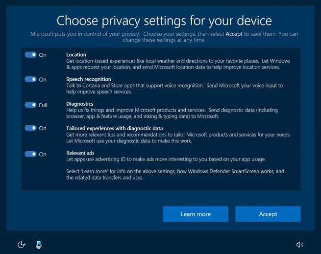 Nuevas funciones de privacidad Windows 10