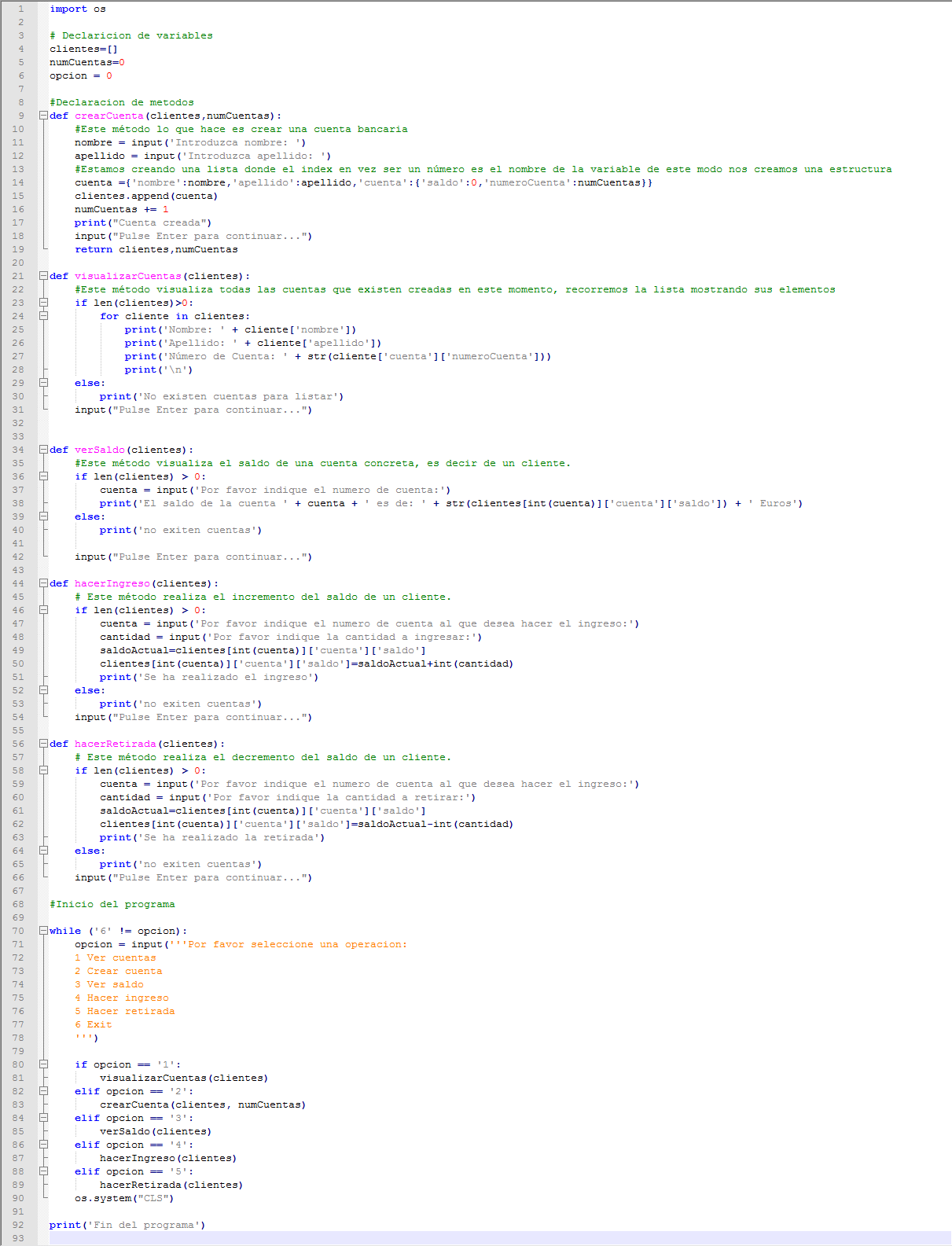 Código completo de la aplicación Python