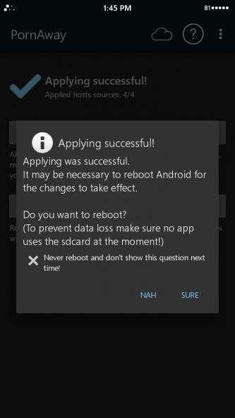 PornAway - Reiniciar Android