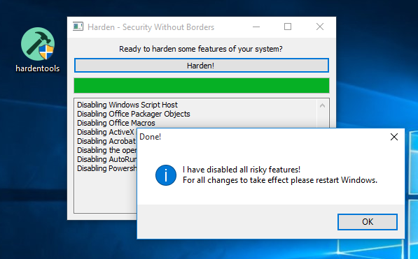 Hardentools seguridad sistemas operativos Windows