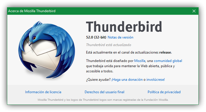 Mozilla Thunderbird 52