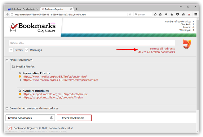 Bookmarks Organizer - Optimizar y limpiar marcadores Firefox