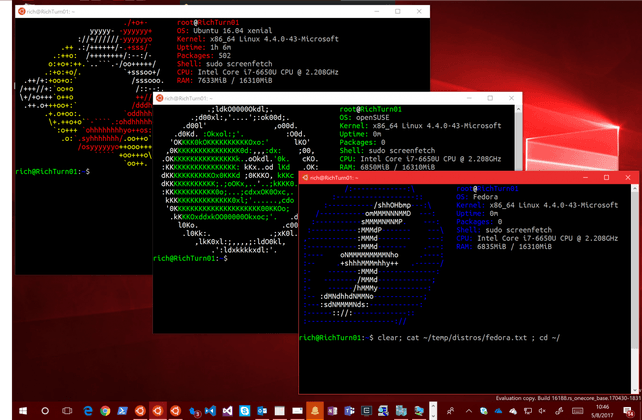 Subsistema Linux para Windows 10 Fall Creators Update - Ubuntu SUSE Fedora