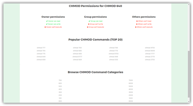 CHMOD Command Calculator - Permisos avanzados