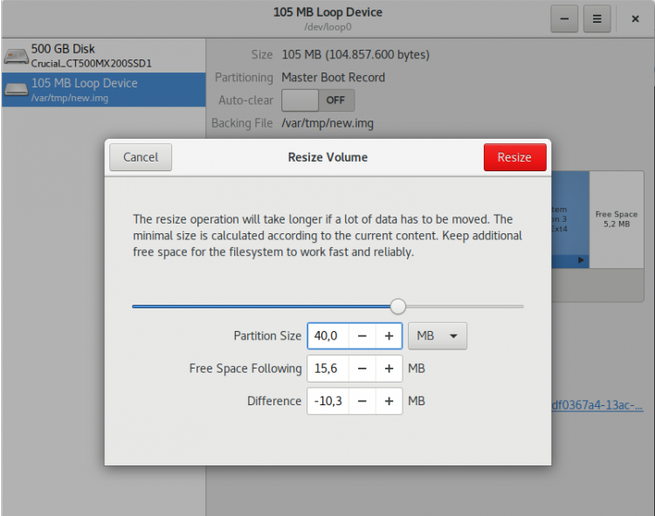 GNOME Disks utilidad para redimensionar y reparar particiones en linux
