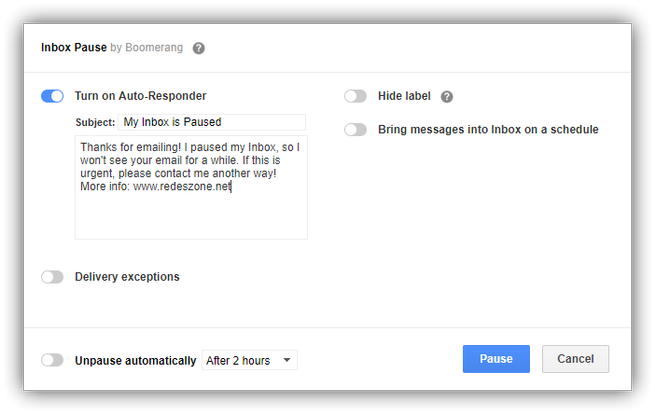 Boomerang Gmail - Respuesta automática Gmail