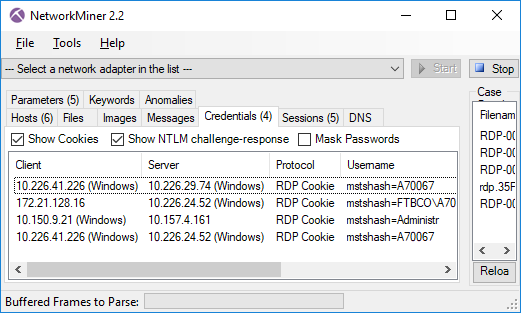 NetworkMiner 2.2 Credenciales Windows RDP