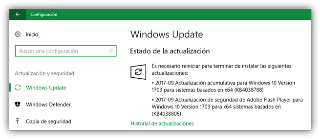 Actualización Flash Player Windows Update Windows 10