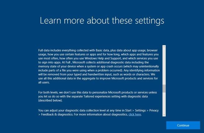 Aprender más sobre privacidad en Windows 10 Fall Creators Update