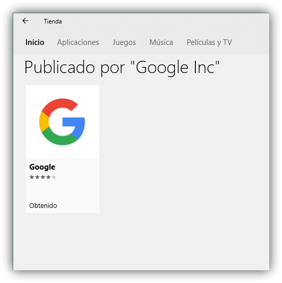 Apps Google Tienda Windows 10
