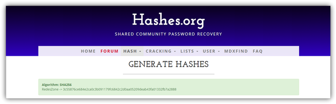 Hashes.org - Generar Hash