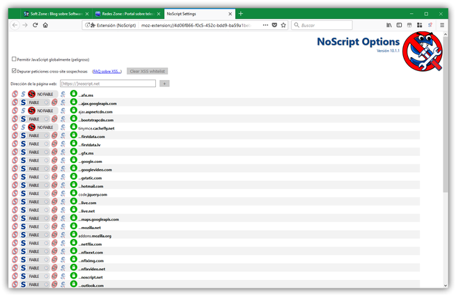 NoScript 10 WebExtension para Firefox 57