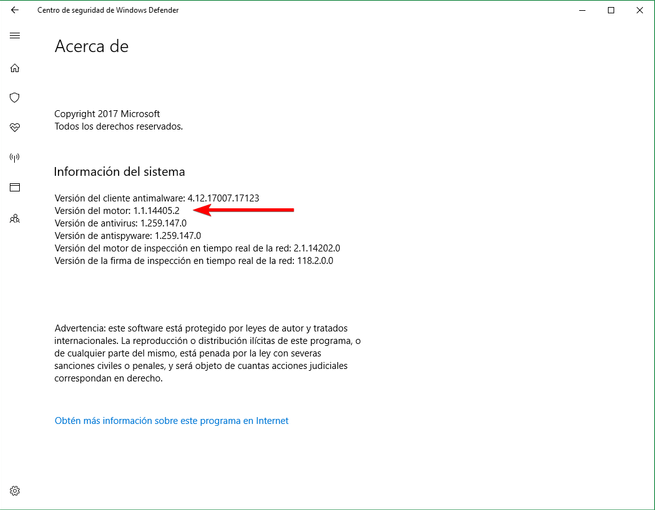 Versión Motor Windows Defender actualizada vulnerabilidad RCE