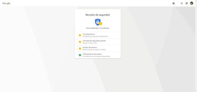 Fallos de seguridad revisión cuenta de Google