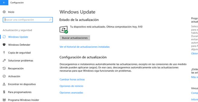 Equipo Windows 10 actualizado