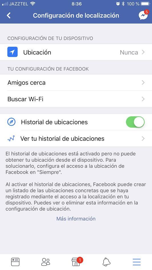 Desactivar ubicación Facebook iOS