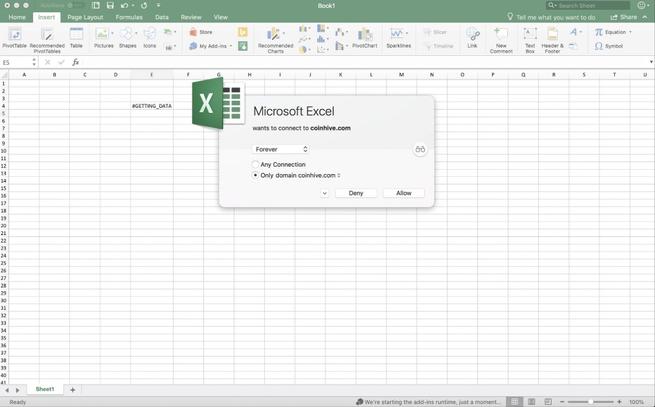 Excel JavaScript Coinhive