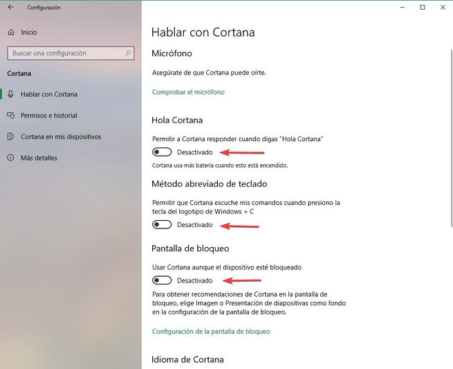 Desactivar Cortana pantalla bloqueo Windows 10