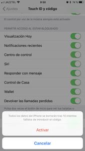iOS 11.4 confirmar activar borrado de datos