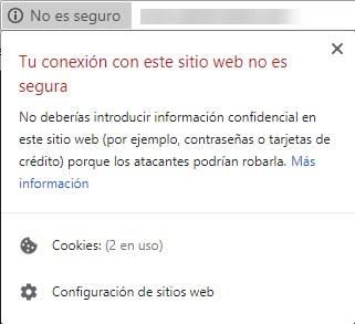 Google Chrome 68 aviso HTTP
