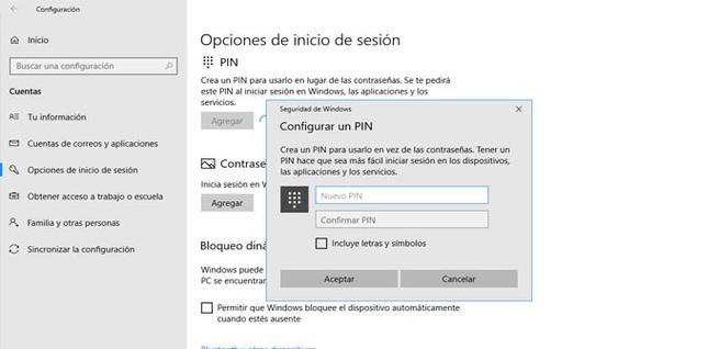 PIN para acceder a Windows