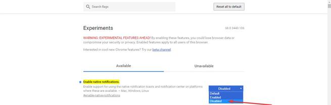 Desactivar notificaciones nativas Google Chrome