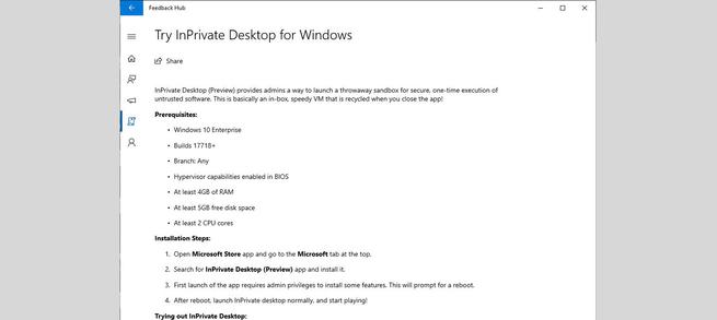 Invitación InPrivate Desktop