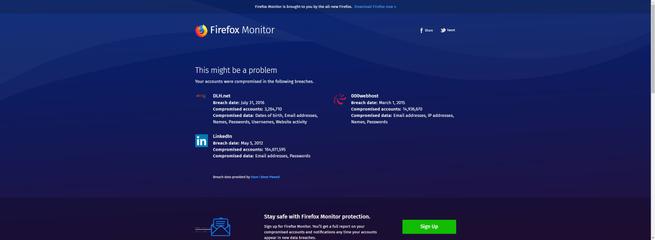 Firefox Monitor - datos robados