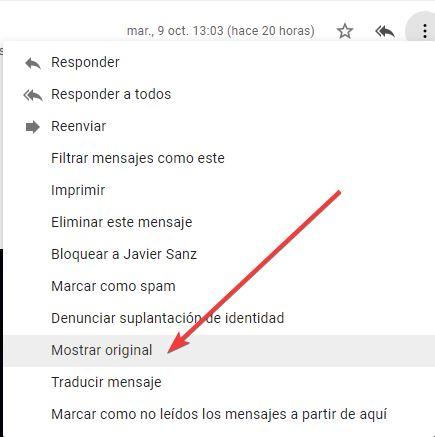 Descargar correo original Gmail