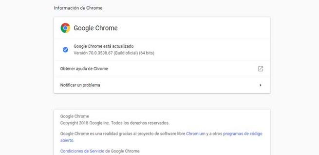 Comprobar que Google Chrome está actualizado