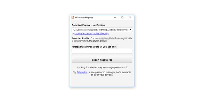 Exportar contraseñas de Firefox con FF Password Exporter