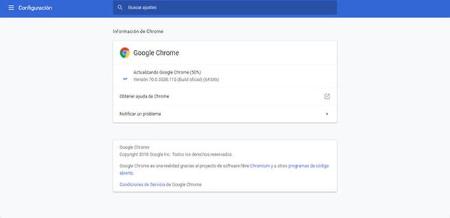 Google Chrome actualizado a la última versión