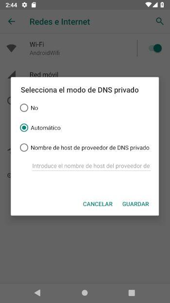 DNS-over-TLS en Android 9.0 - 4