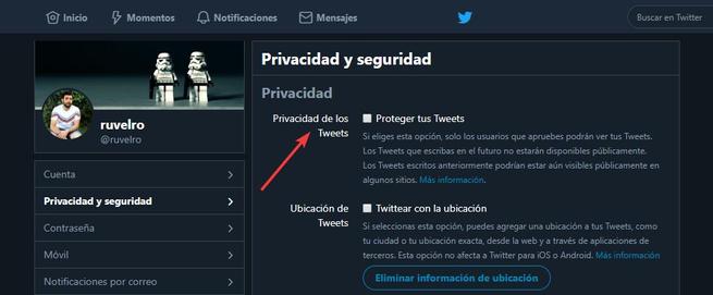 Proteger Tweets privacidad Twitter
