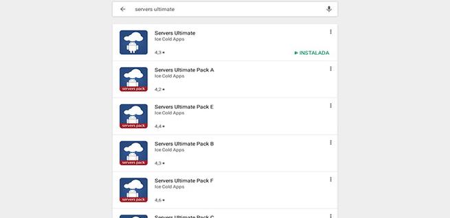 Versiones de Servers Ultimate para Android