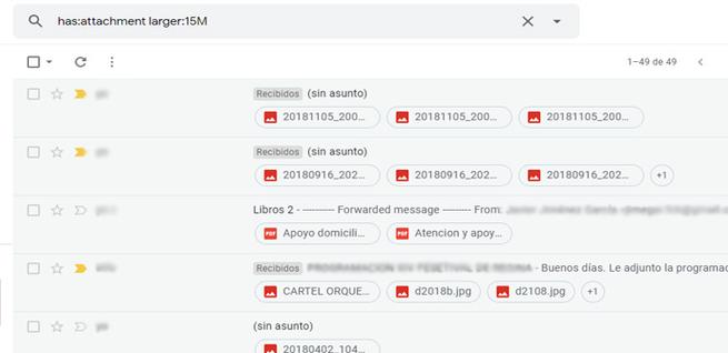 Cómo ver los correos que más consumen en Gmail