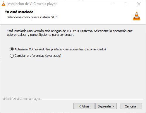 Proceso de actualización de VLC 3.0.7