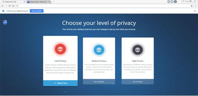 Nivel privacidad UR Browser