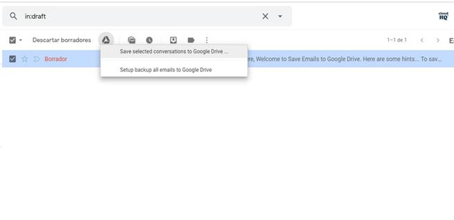 Guardar correos de Gmail en Google Drive