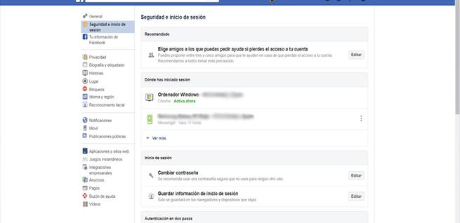 Seguridad e inicio de sesión en Facebook